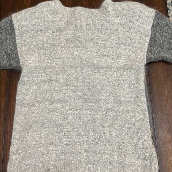 Vintage Crew Neck Argyle Sweater Silk Angora Lambswool Black White Gray Soft Med - Picture 4 of 7